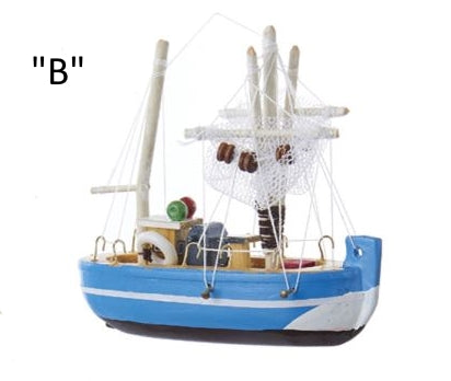 Wooden Fishing Boat ornaments 2 asst, D2721 – Robert Moore & Co