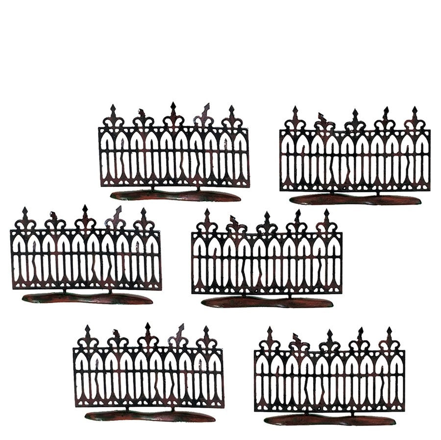 HV, Spooky Wrought Iron Fence Set/6,, 56.52982, Halloween Village