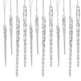 Glass Icicle Ornaments Clear Twist Set of 24, W3730