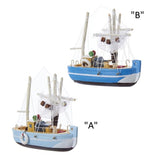 Wooden Fishing Boat ornaments 2 asst, D2721